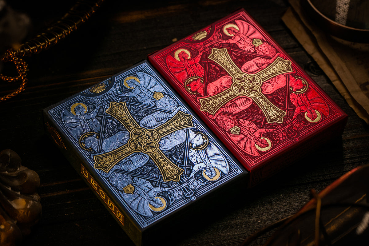 Gilded Cross Playing Cards - Red Maroon Martyrs 1 of 150 Playing Cards by Riffle Shuffle Playing Card Company