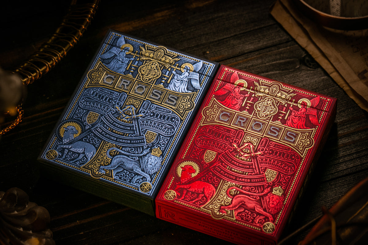Gilded Cross Playing Cards - Red Maroon Martyrs 1 of 150 Playing Cards by Riffle Shuffle Playing Card Company