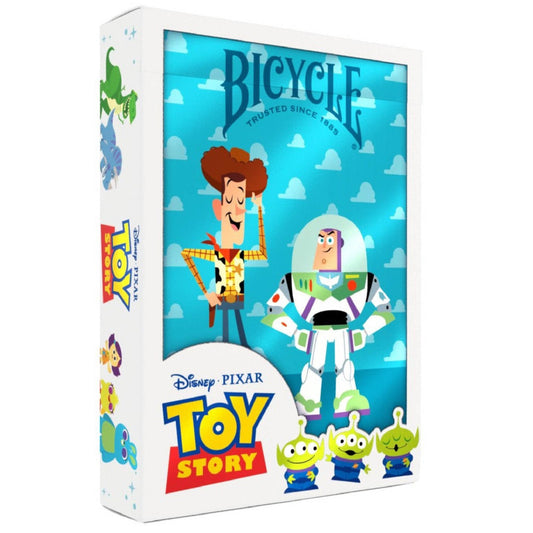 Bicycle Toy Story playing cards packaging with characters on a white background