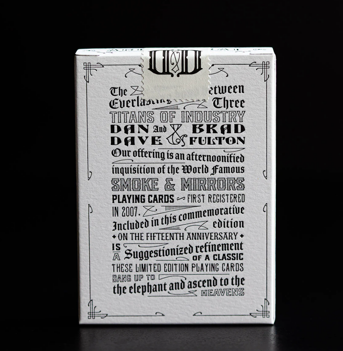 Smoke & Mirrors 15TH Anniversary Edition Playing Cards - Smoke Playing Cards by Dan & Dave