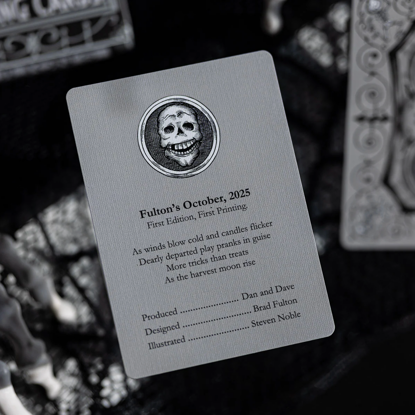 FULTONS OCTOBER TOMBSTONE GREY PLAYING CARDS