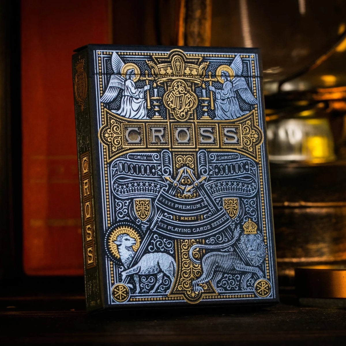 Blue Gilded Admiral Angels Cross Playing Cards - 1 of 150 Playing Cards by Riffle Shuffle Playing Card Company
