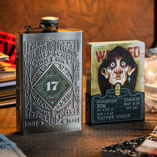 Father Firkin Odd Fellows Playing Cards with a Flask