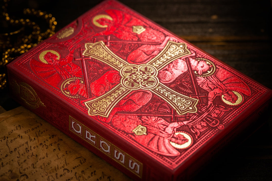 Gilded Cross Playing Cards - Red Maroon Martyrs 1 of 150 Playing Cards by Riffle Shuffle Playing Card Company