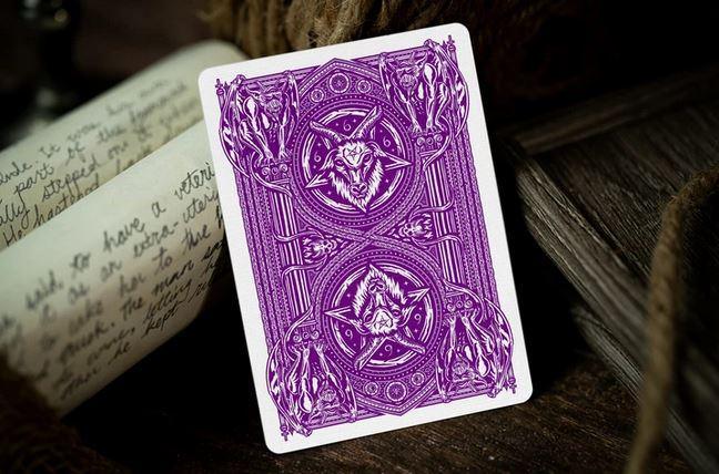 666 Purple Inferno Playing Cards by Riffle Shuffle Playing Cards by RarePlayingCards.com