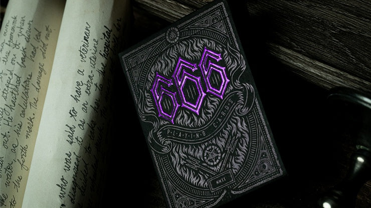 666 Purple Inferno Playing Cards by Riffle Shuffle Playing Cards by RarePlayingCards.com