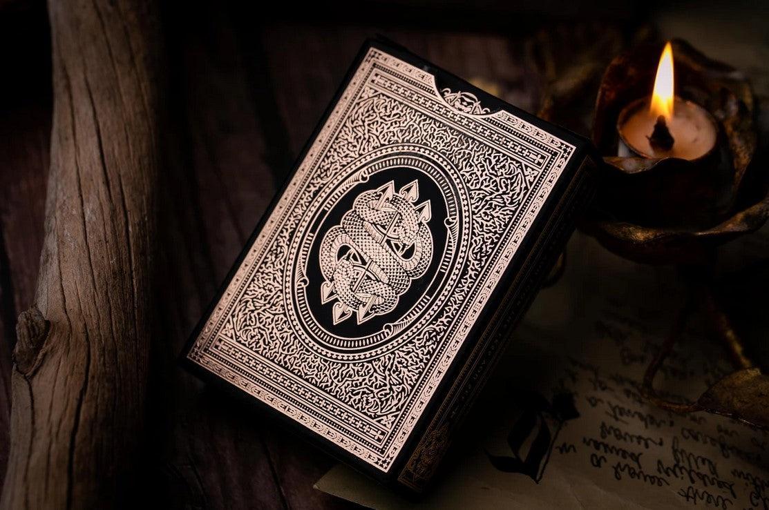 Devil's in the Details - Rose Gold in Leather Pouch Playing Cards by Riffle Shuffle Playing Card Company