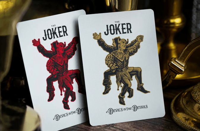 Devil's in the Details - Rose Gold in Leather Pouch Playing Cards by Riffle Shuffle Playing Card Company