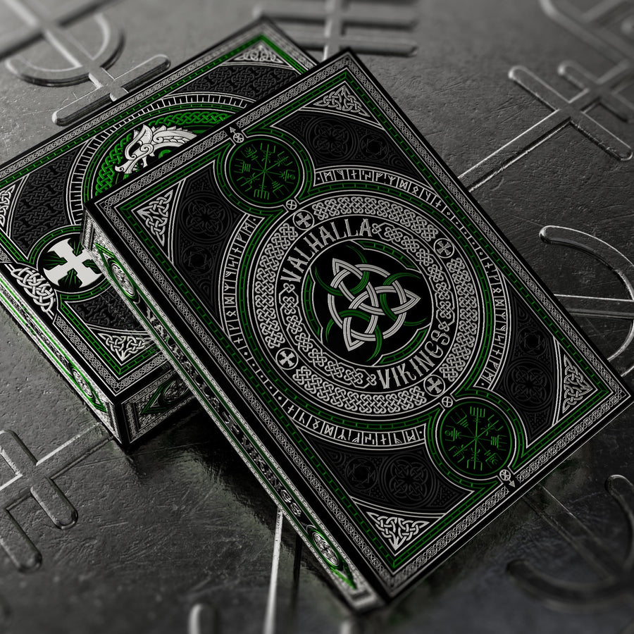Valhalla Viking Playing Cards - Gilded Emerald Playing Cards by Gamblers Warehouse