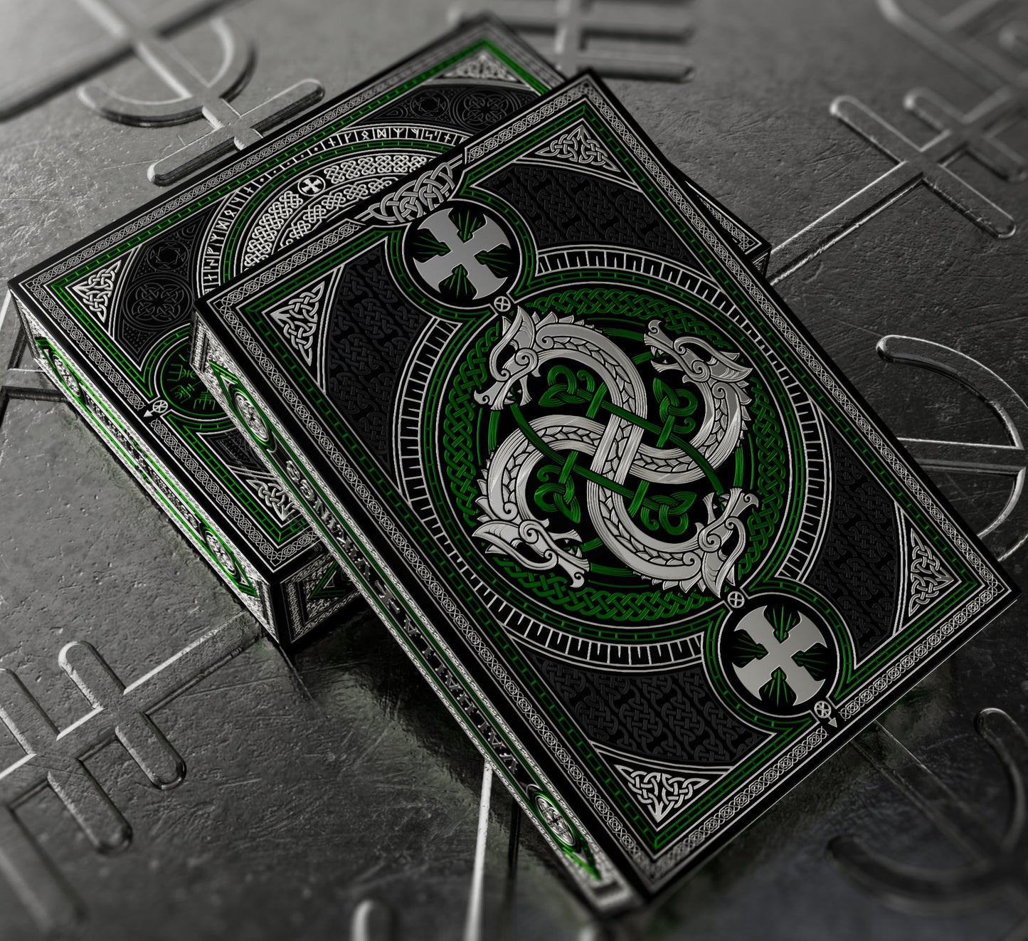 Valhalla Viking Playing Cards - Gilded Emerald Playing Cards by Gamblers Warehouse