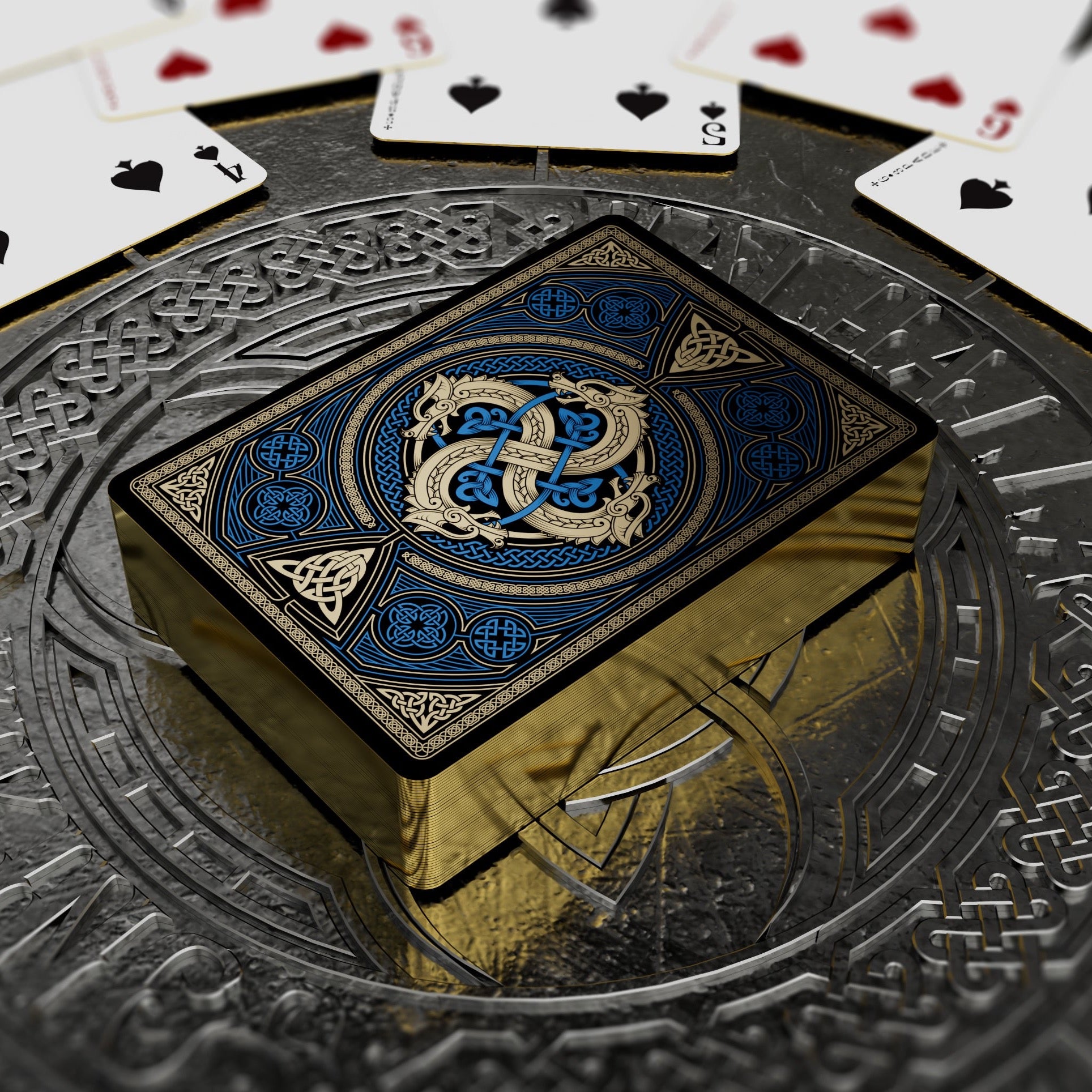 Valhalla Viking Sapphire Playing Cards - Gilded Valhalla Viking Sapphire Playing Cards - Gilded