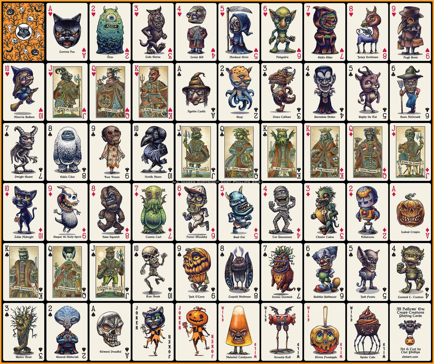 All Hallows Eve Creepy Creatures Playing Cards by ChetArt