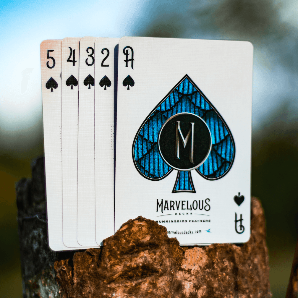 Marvelous Hummingbird Feathers Playing Cards Blue Playing Cards by Marvelous Decks Playing Cards