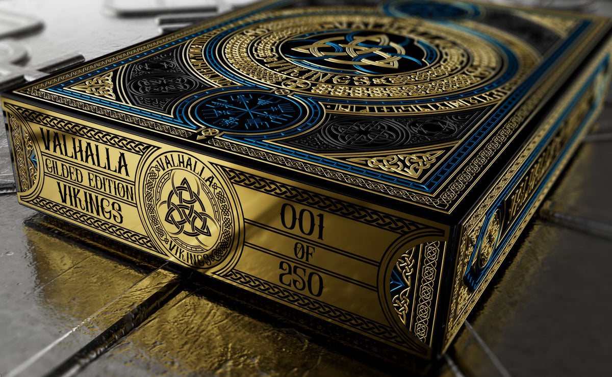 Valhalla Viking Sapphire Playing Cards - Gilded Playing Cards by Gamblers Warehouse