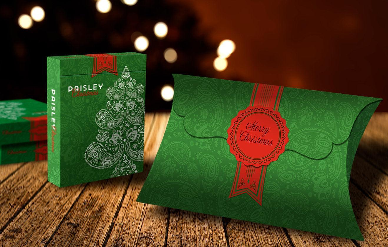 Christmas Playing Cards - Paisley Metallic Green Playing Cards by The Dutch Card House Company