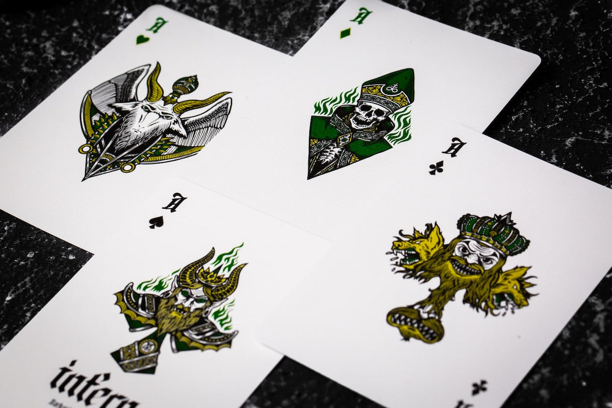 Inferno Playing Cards Emerald Blaze Playing Cards by Darkside Playing Card Co