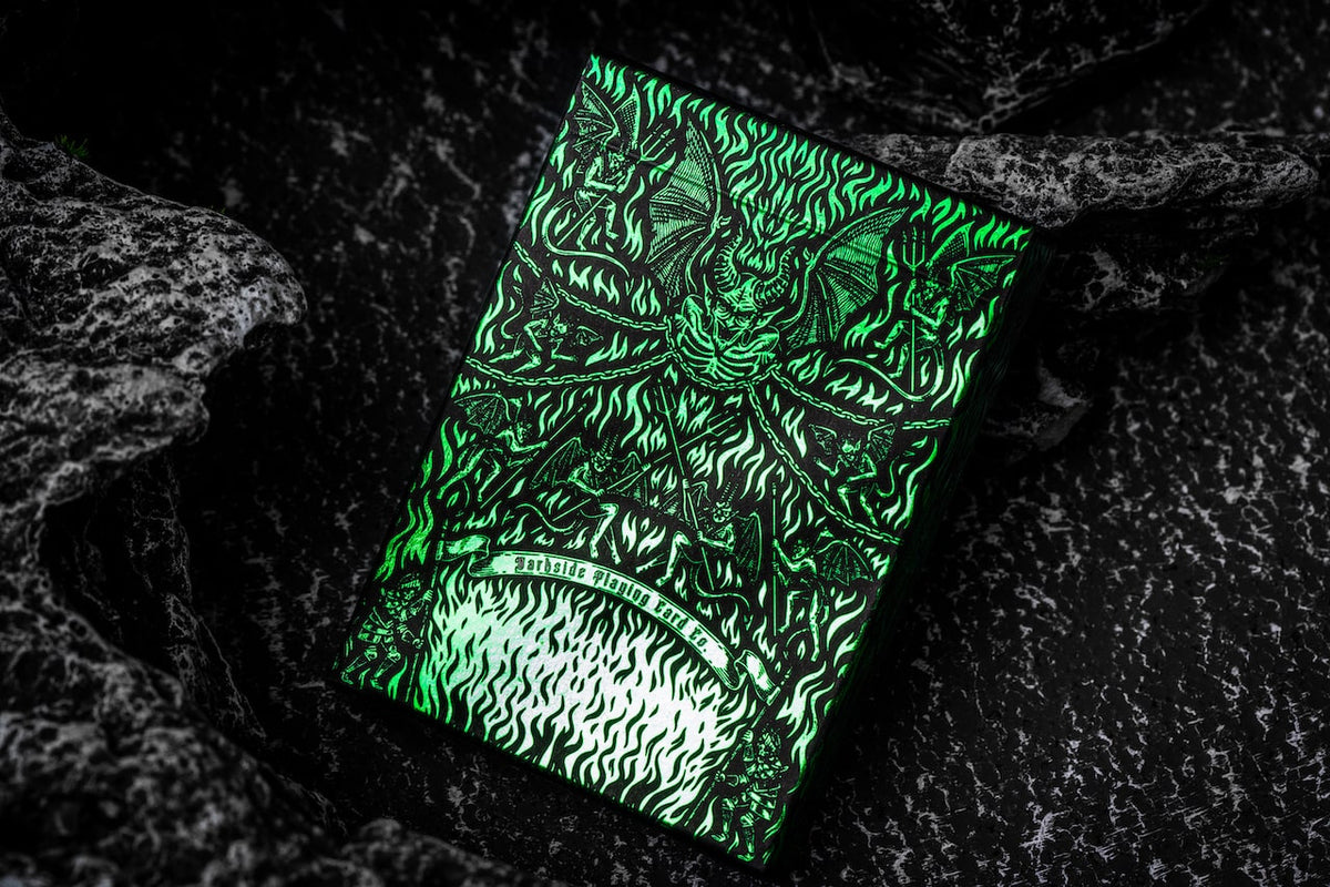 Inferno Playing Cards Emerald Blaze Playing Cards by Darkside Playing Card Co