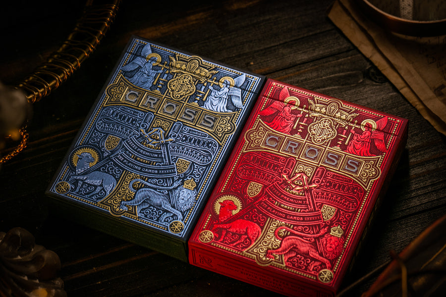 Blue Gilded Admiral Angels Cross Playing Cards - 1 of 150 Playing Cards by Riffle Shuffle Playing Card Company