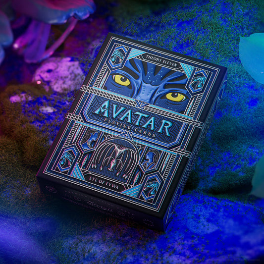 Avatar playing cards with a mystical design on a dark background