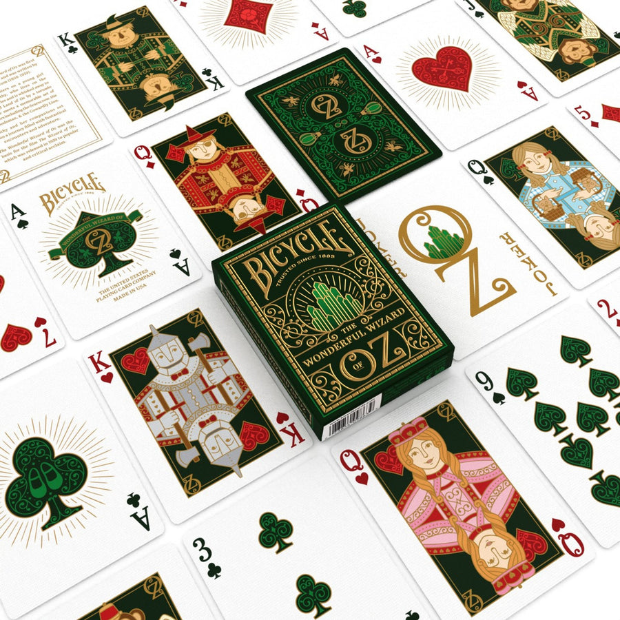 Bicycle playing cards with 'Oz' design on a white background