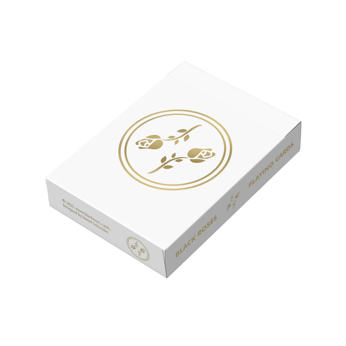 Black Roses White Gold Foil Playing Cards deck and tuck box