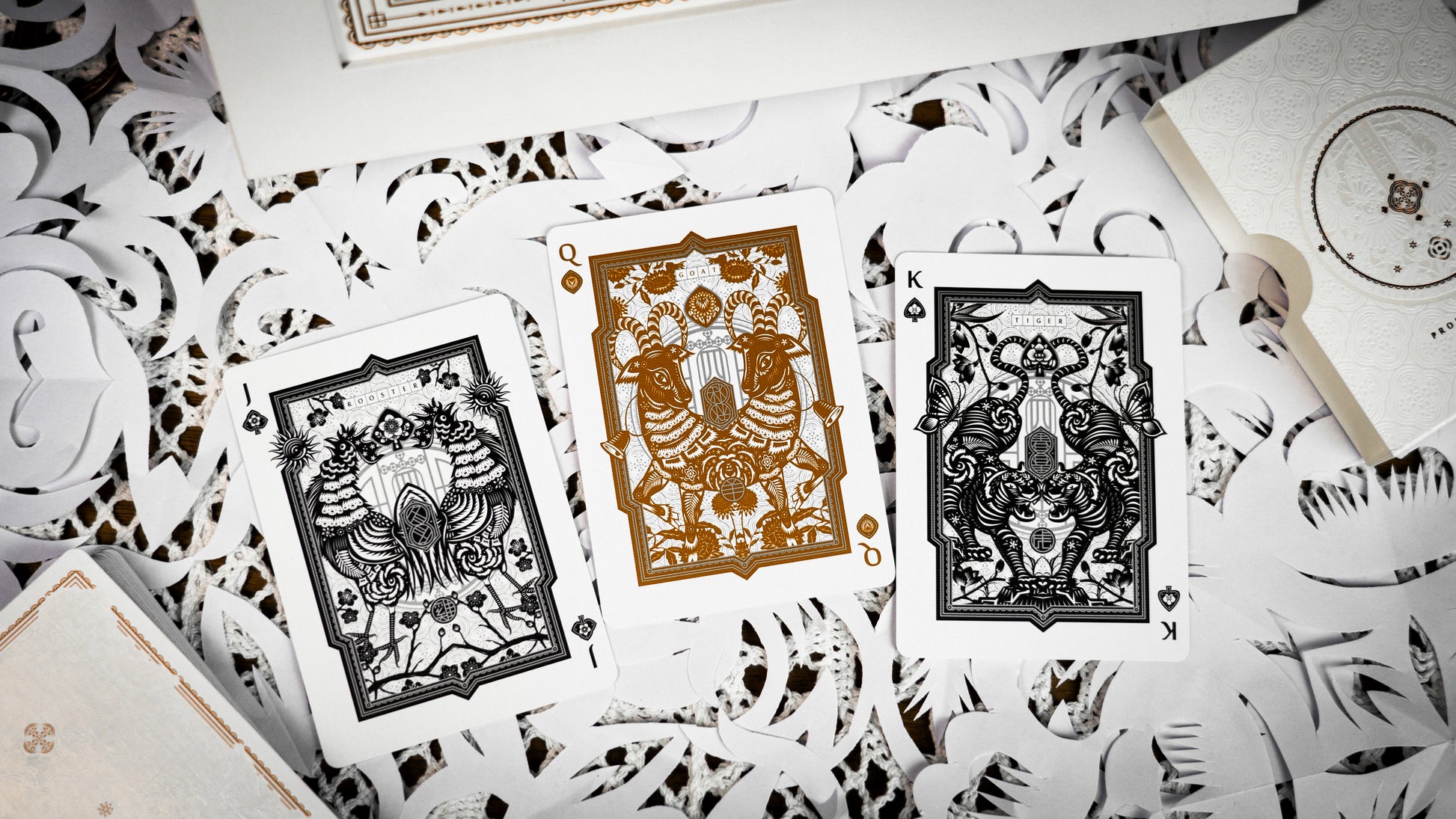 The Four Seasons White Boxset Playing Cards by Ark Playing Cards