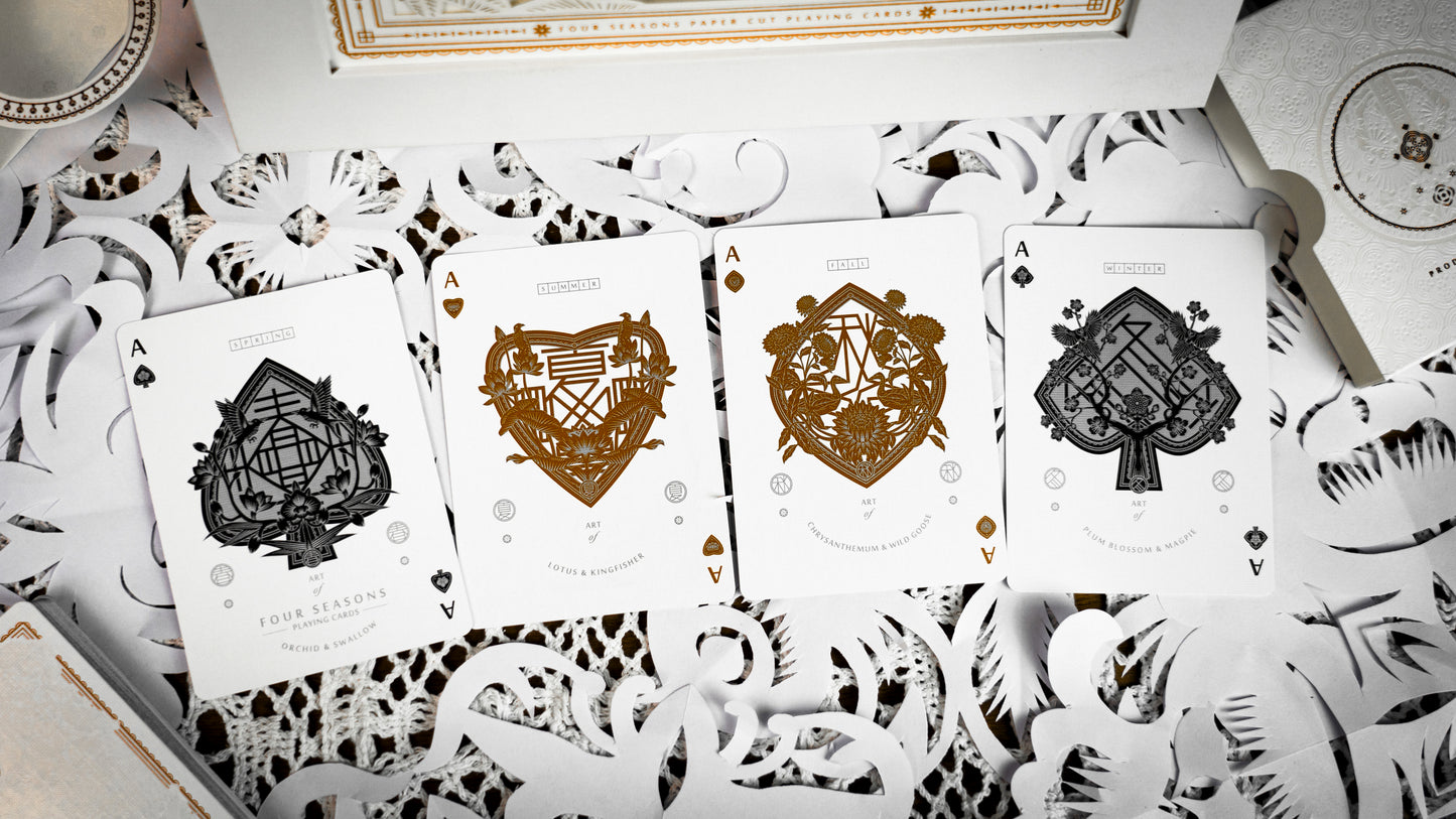 The Four Seasons White Boxset Playing Cards by Ark Playing Cards