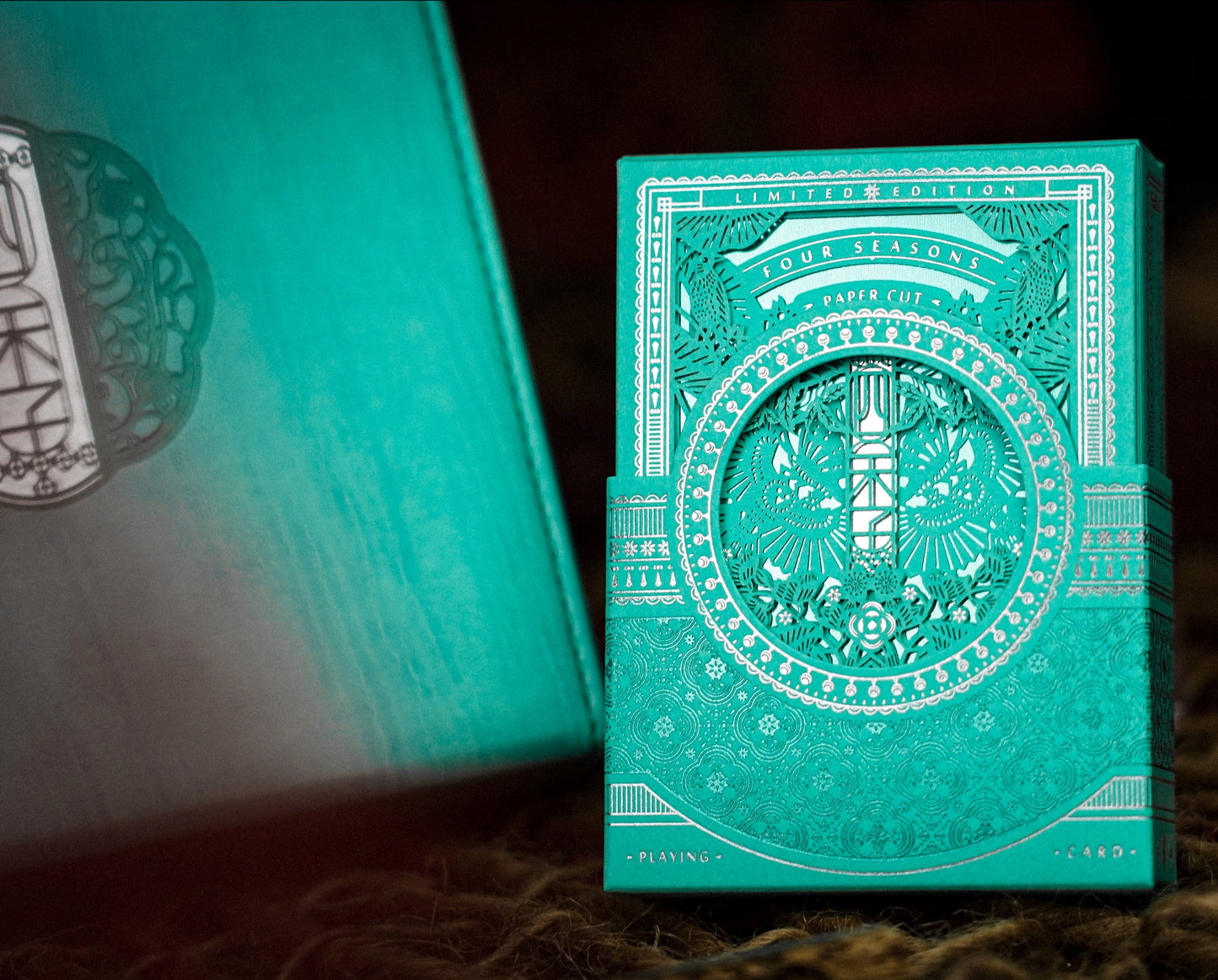 Four Seasons Tiffany Blue Luxury Leather Boxset Playing Cards by Ark Playing Cards