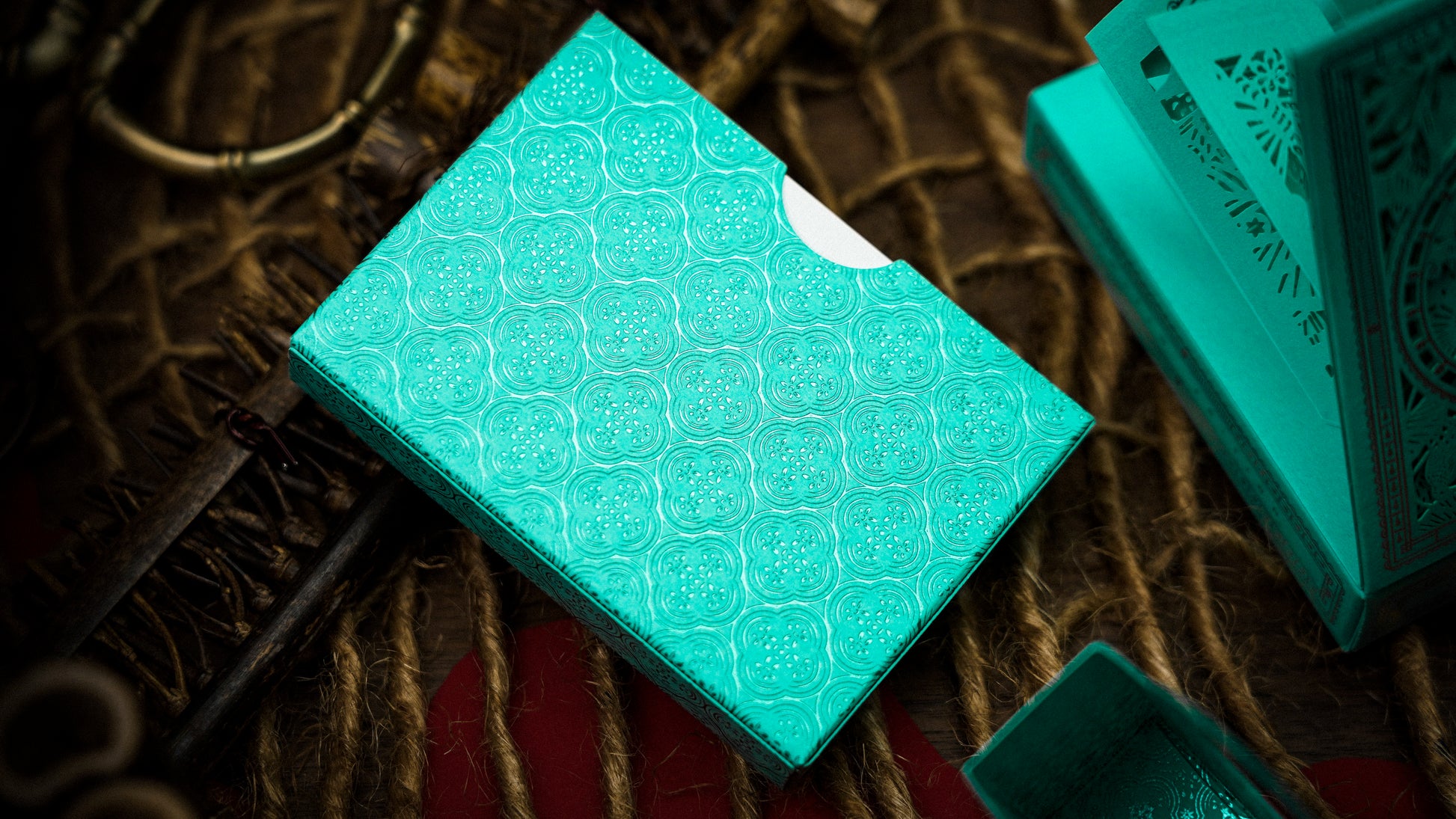 Four Seasons Tiffany Blue Luxury Leather Boxset Playing Cards by Ark Playing Cards