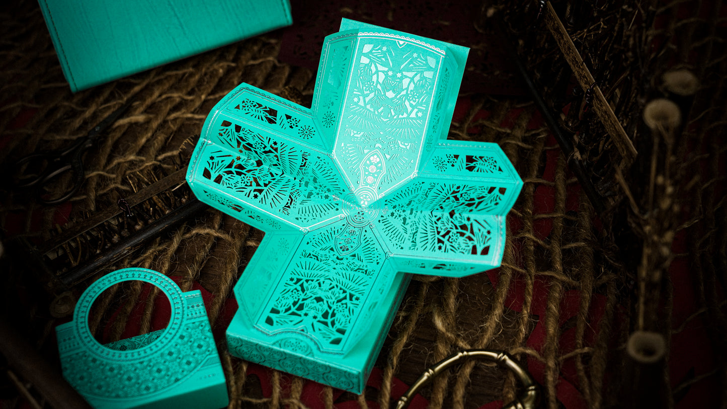 Four Seasons Tiffany Blue Luxury Leather Boxset Playing Cards by Ark Playing Cards