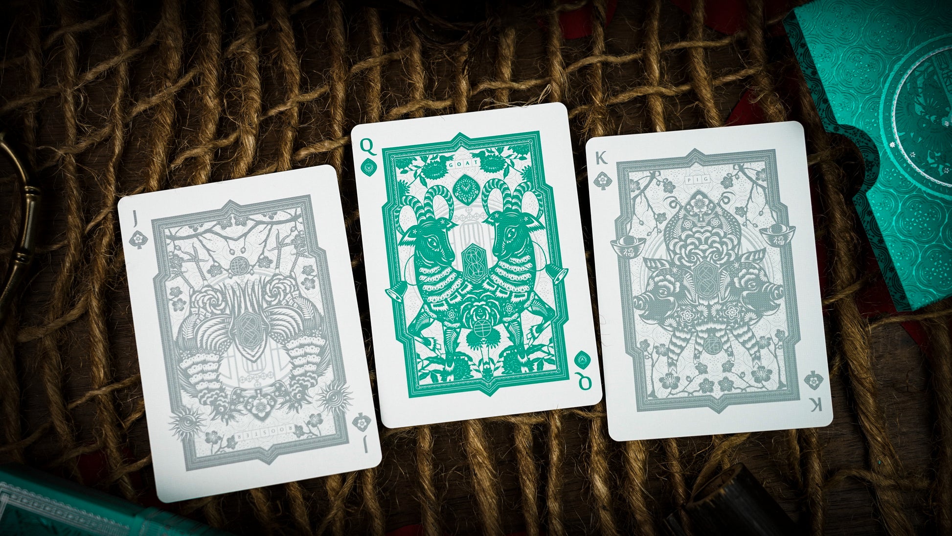 Four Seasons Tiffany Blue Luxury Leather Boxset Playing Cards by Ark Playing Cards