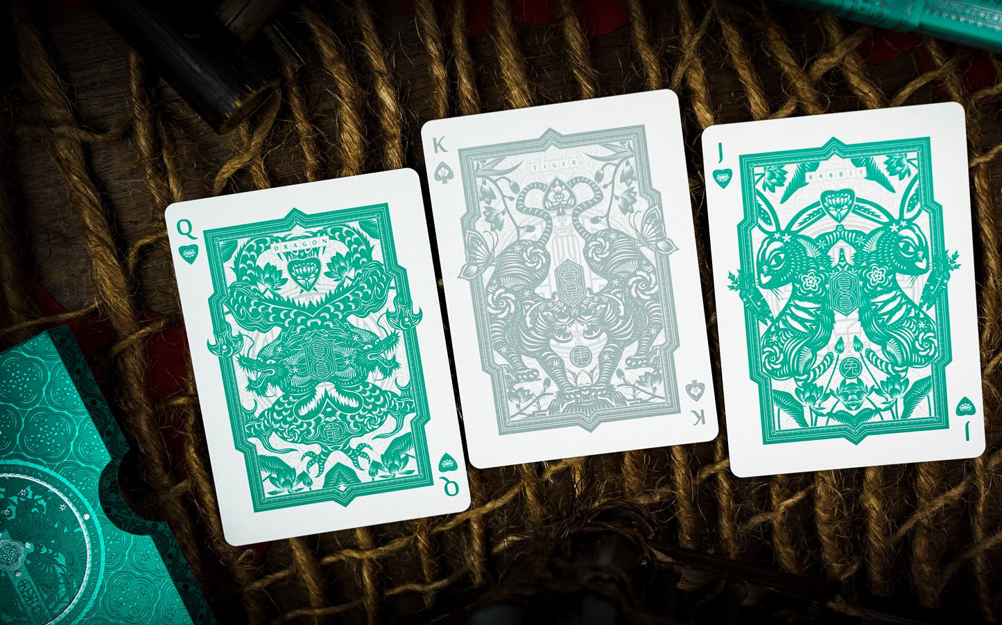 Four Seasons Tiffany Blue Luxury Leather Boxset Playing Cards by Ark Playing Cards