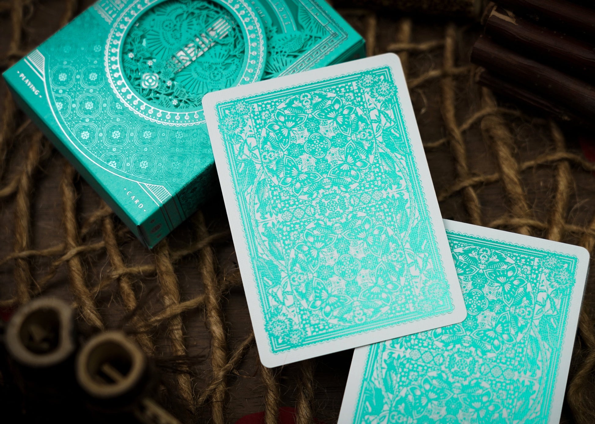 Four Seasons Tiffany Blue Luxury Leather Boxset Playing Cards by Ark Playing Cards