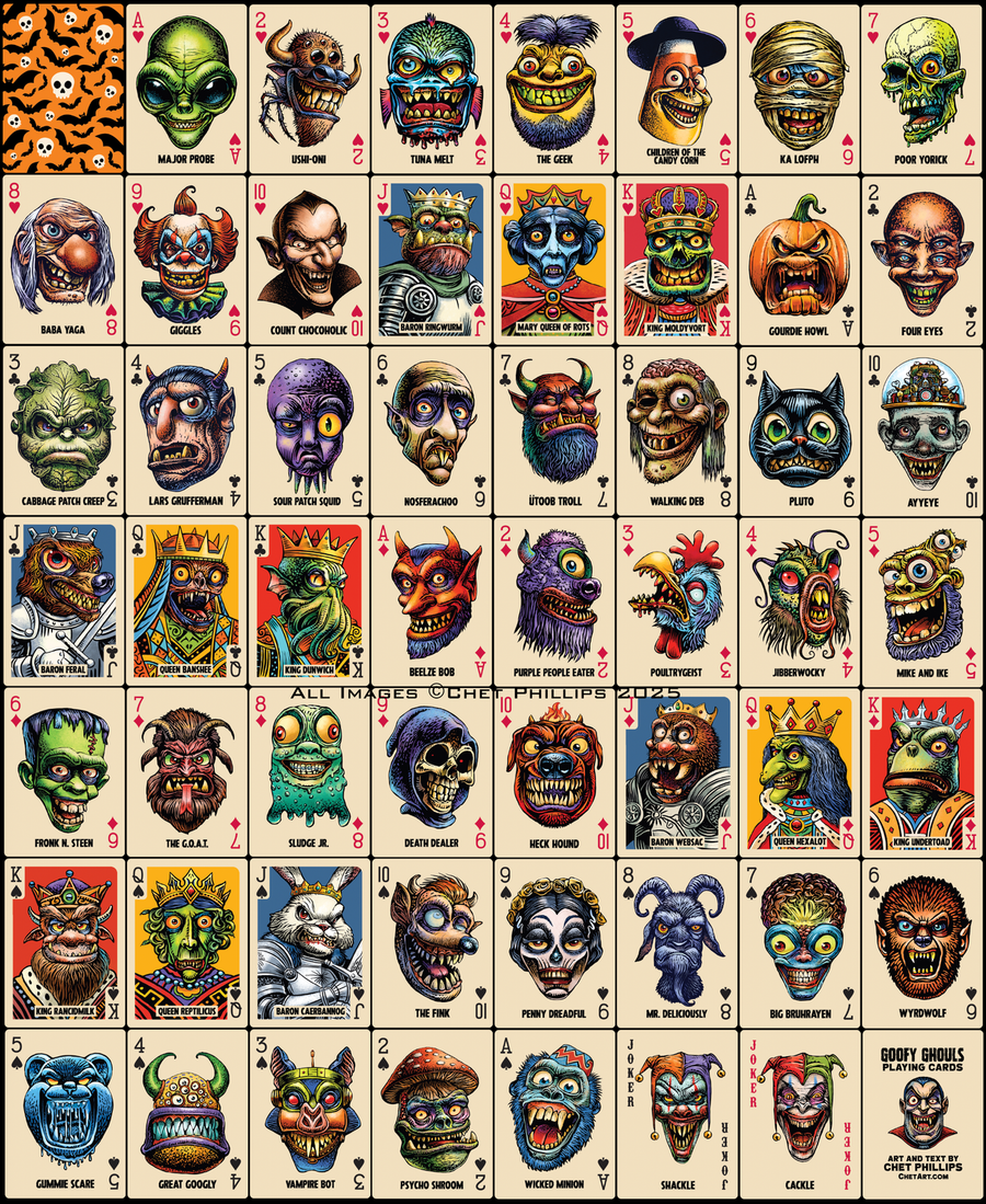 Goofy Ghouls Halloween Playing Cards