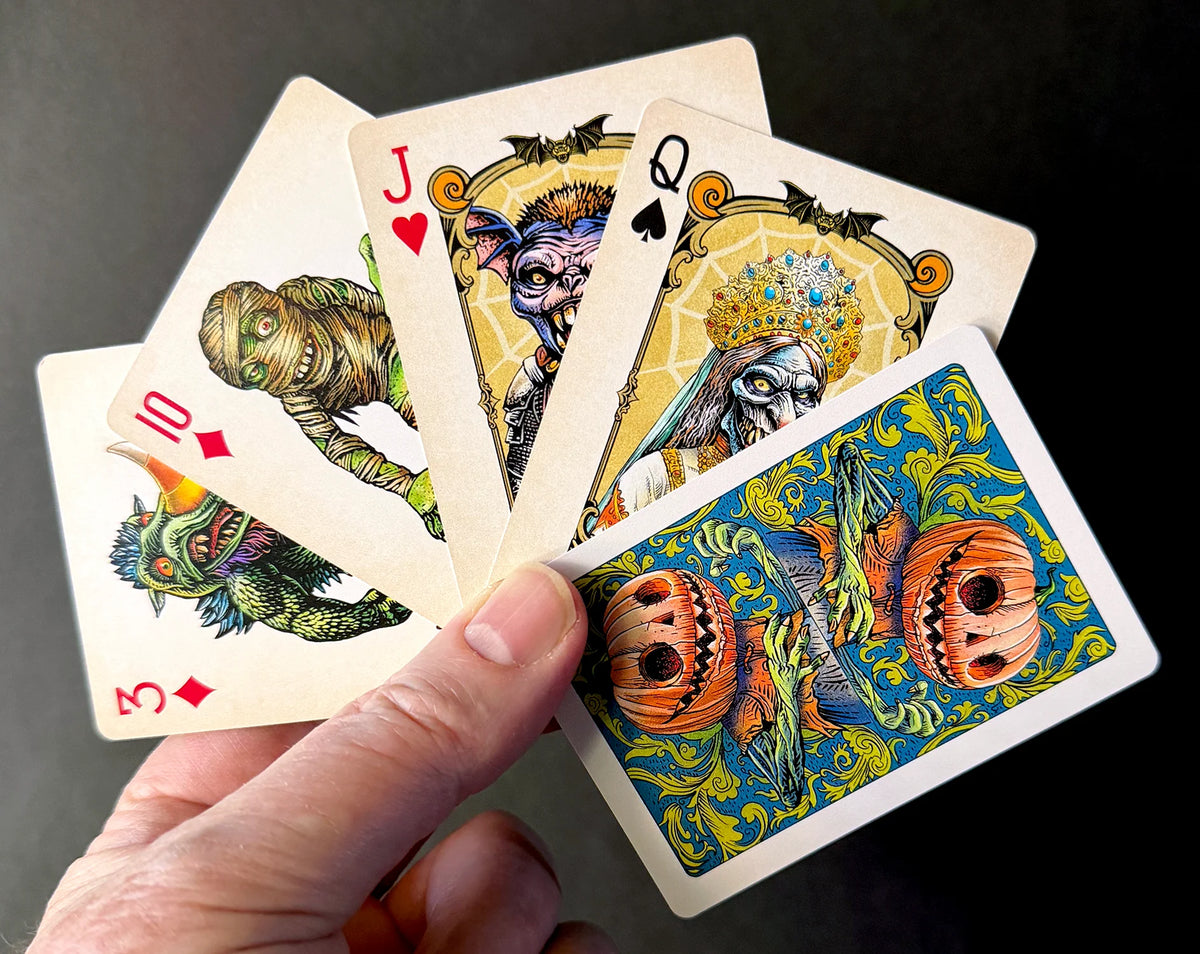 Haunted Halloween a gallery of monster weirdos in a deck of playing cards by chetart