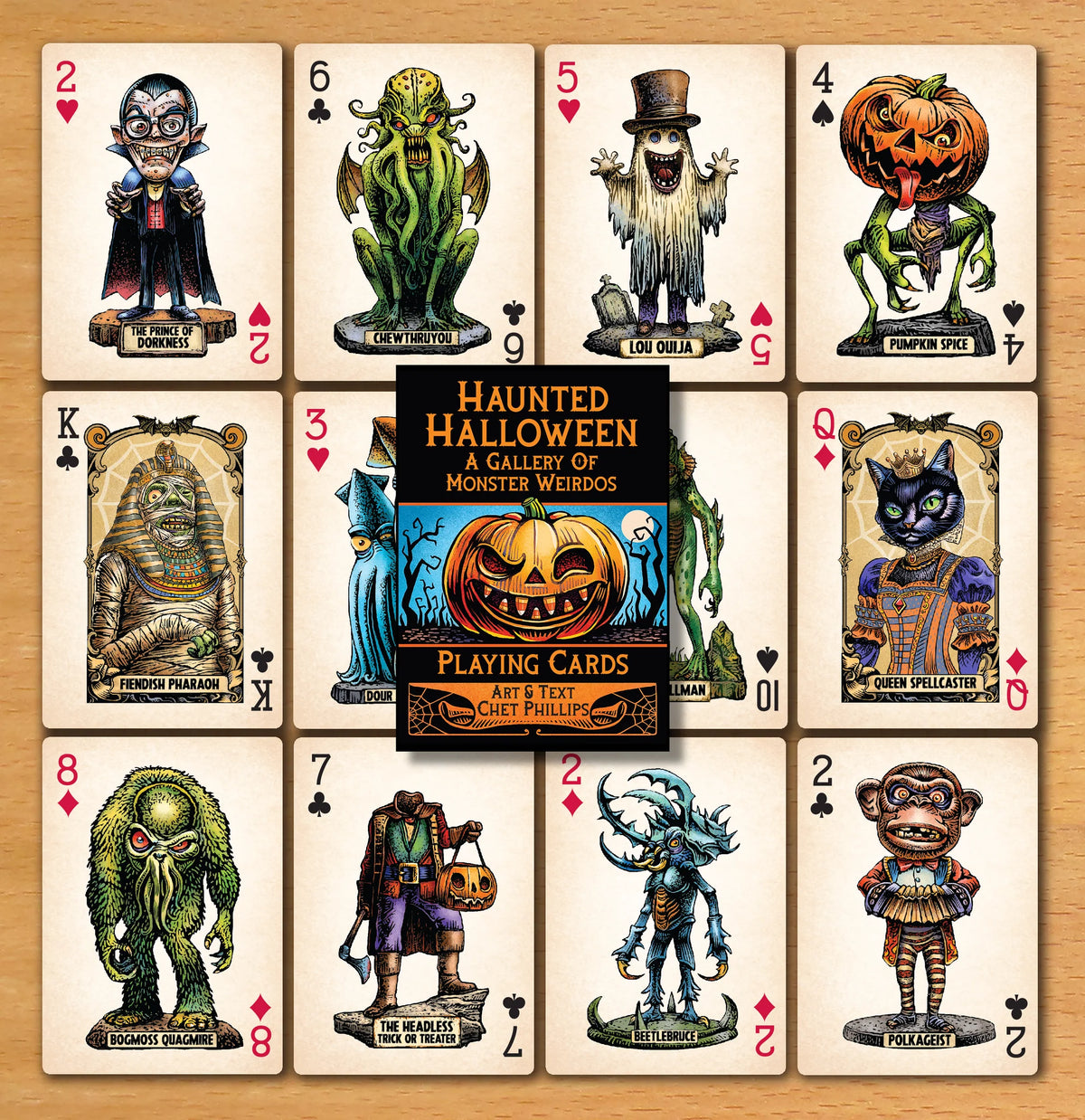 Haunted Halloween a gallery of monster weirdos in a deck of playing cards