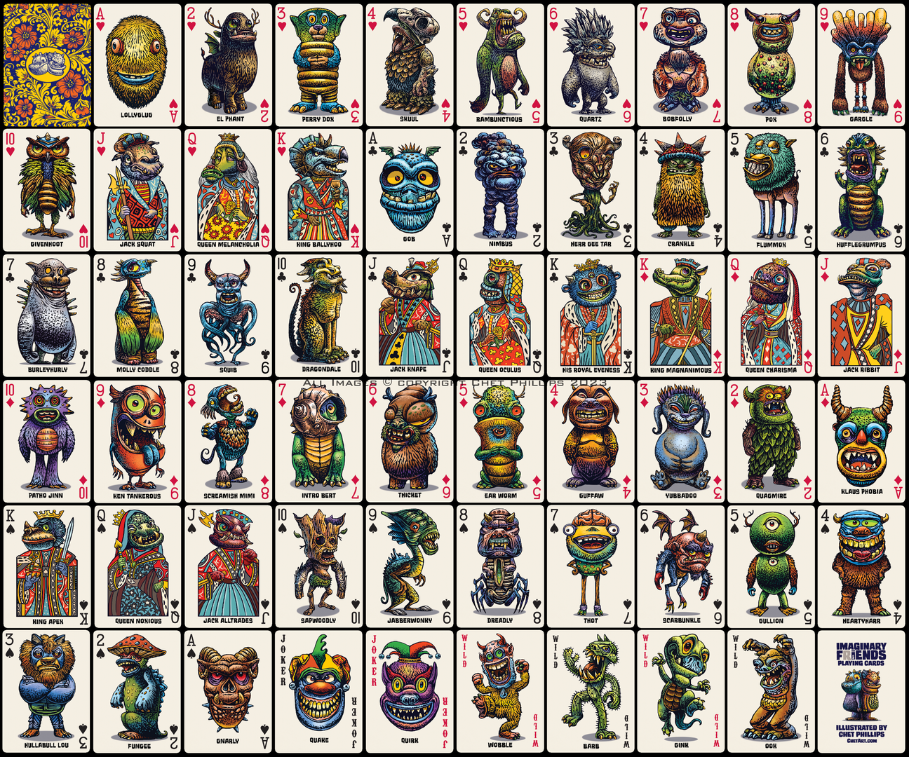Imaginary Friends and Fiends Playing Cards Playing Cards by ChetArt