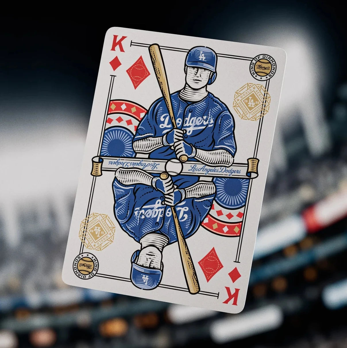 LA Dodgers Playing card with a baseball player design in a stadium setting