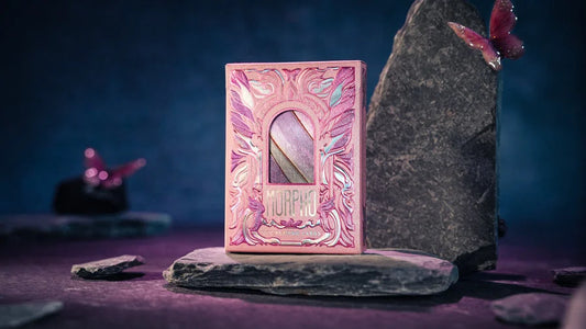 Morpho pearl Playing Cards by TCC are beautiful butterfly inspired cards made with pink cold foil application