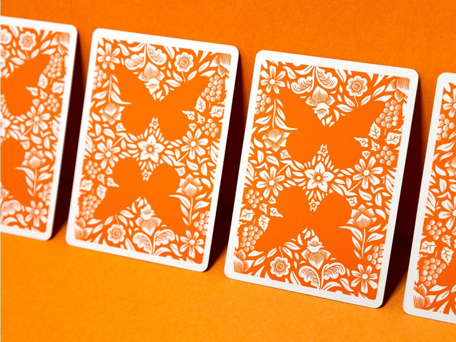 Orange Butterfly Playing Cards Workers Edition Playing Cards by Butterfly Playing Cards