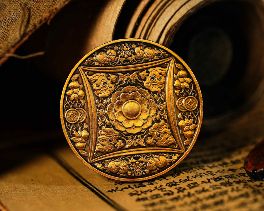 Rae coin with gold art work