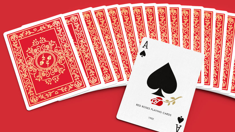 Red Roses Gold Foil Playing Cards