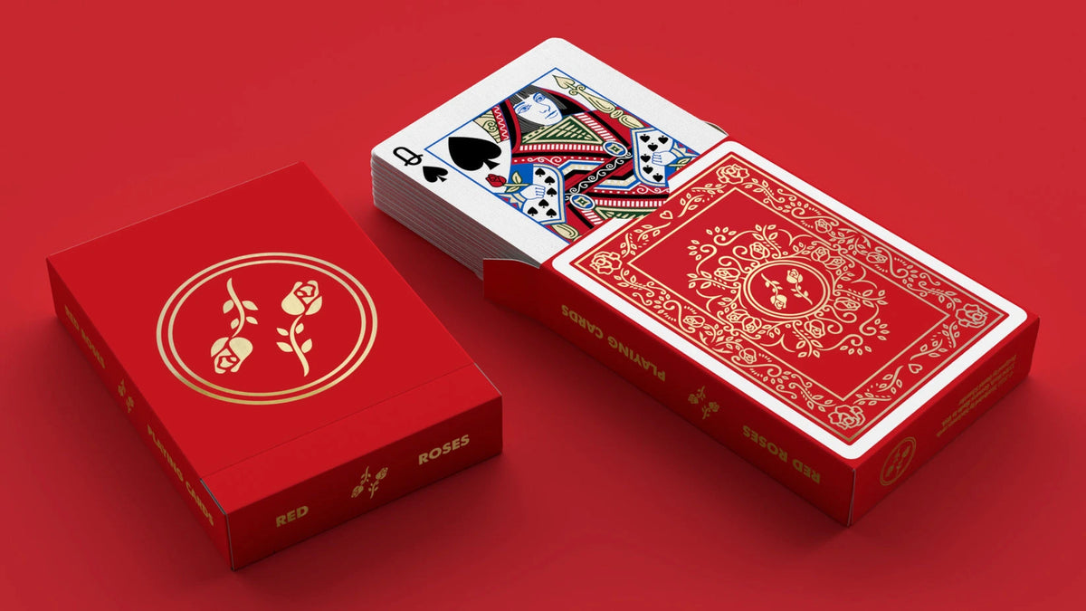 Red Roses Gold Foil Playing Cards