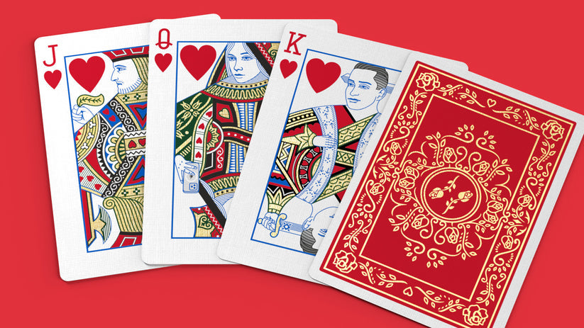 Red Roses Gold Foil Playing Cards