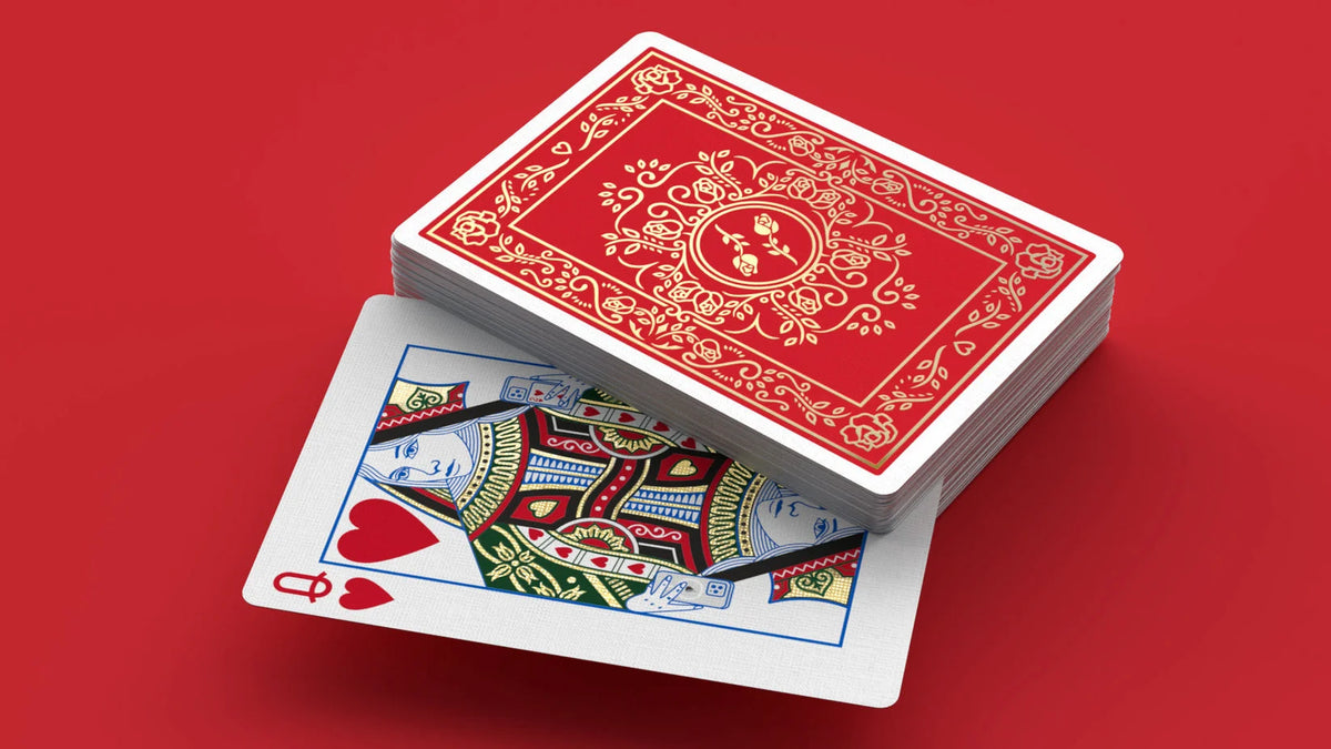 Red Roses Gold Foil Playing Cards