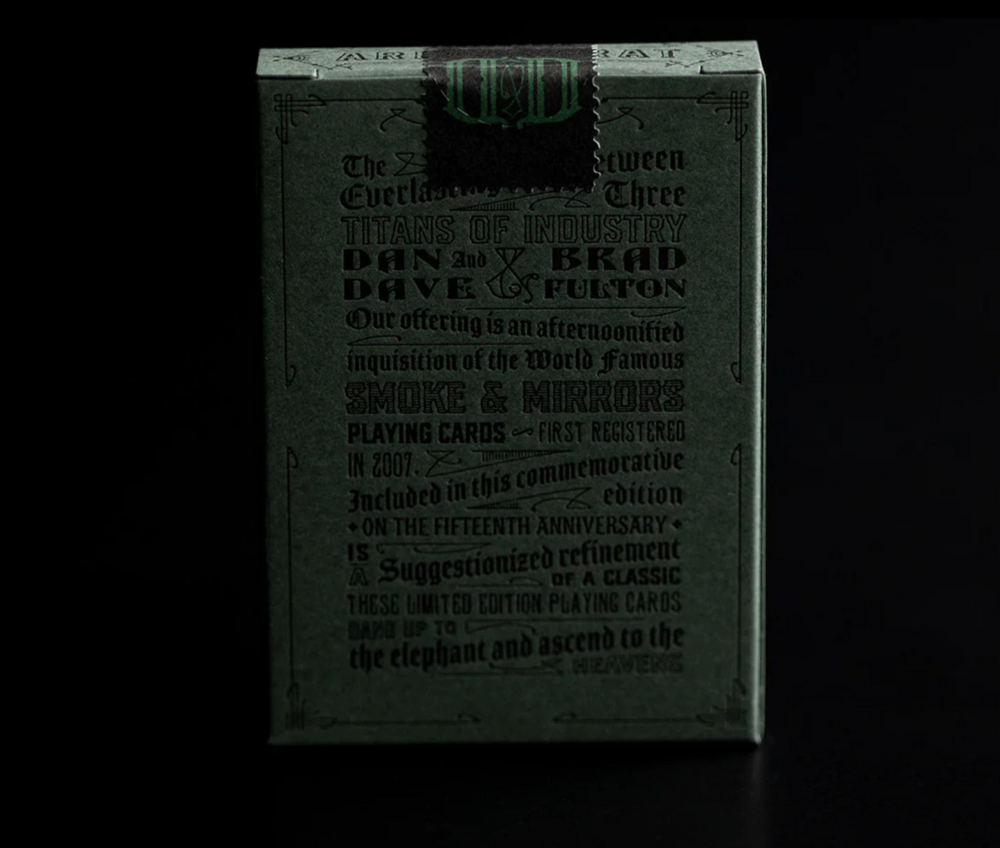 Smoke & Mirrors Green Anniversary Edition Playing Cards Playing Cards by Smoke & Mirrors Playing Cards