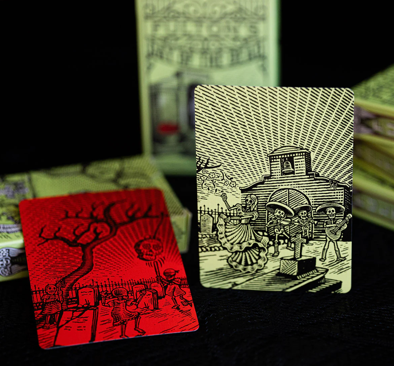 FULTON'S DAY OF THE DEAD GREEN EDITION Playing Cards by Fultons Playing Cards