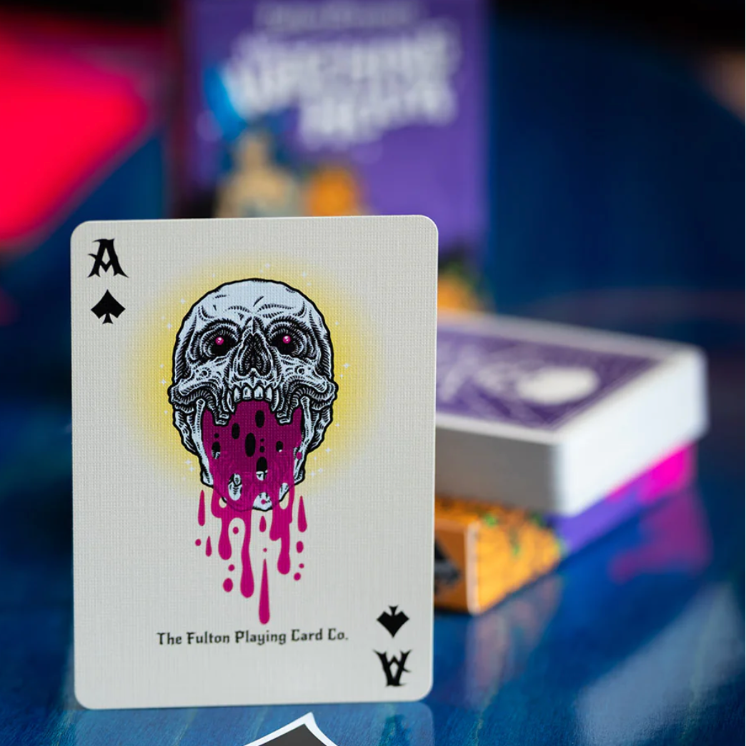 Ace of Spades Card with a Skull Made on it
