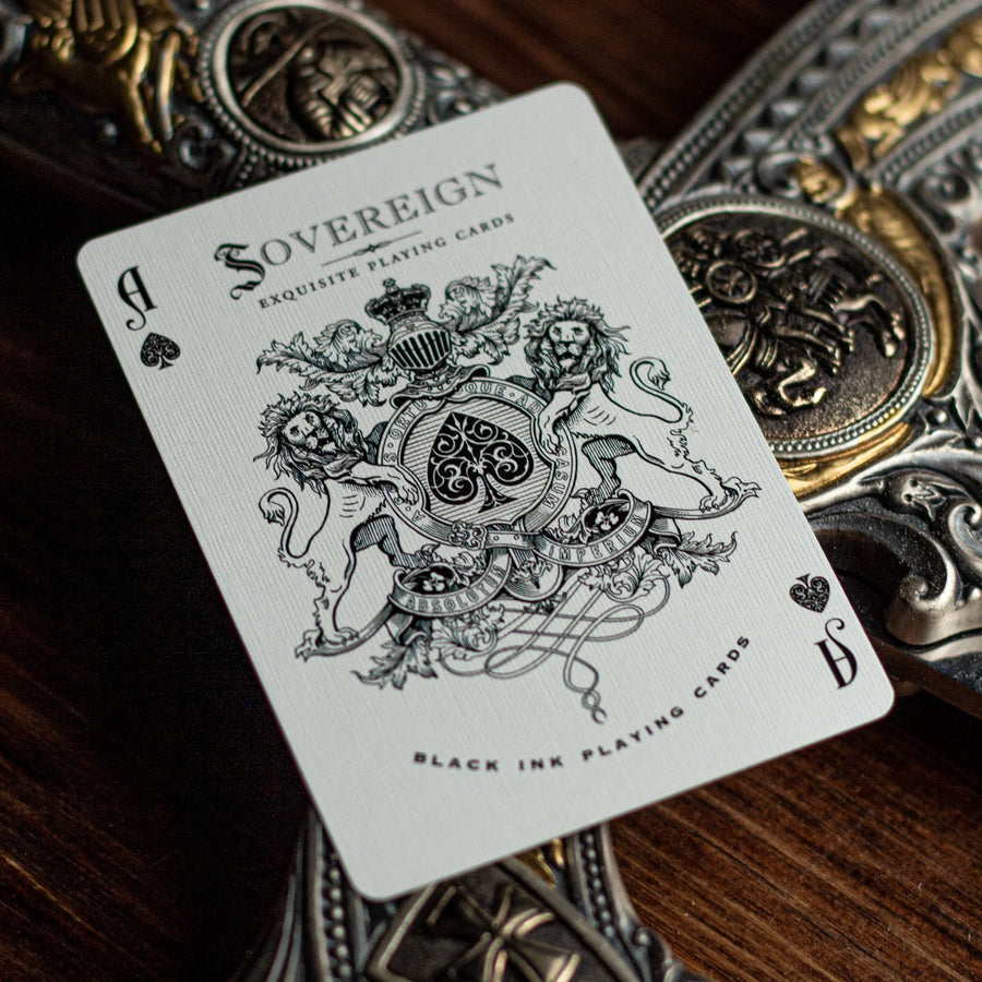 Sovereign Playing Cards Exquisite White Playing Cards by Black Ink Branded