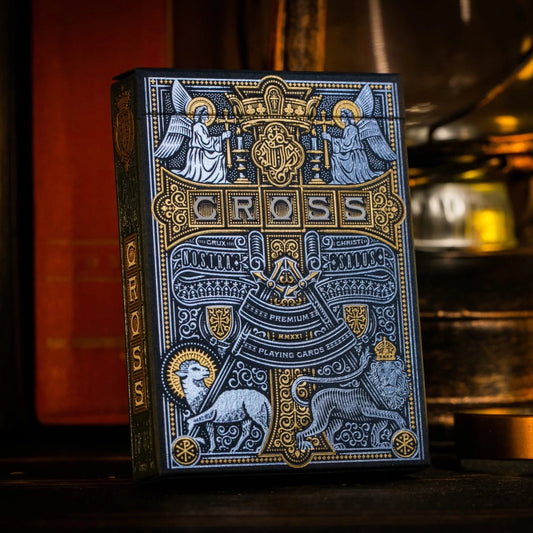 Blue Gilded Admiral Angels Cross Playing Cards - 1 of 150 Playing Cards by Riffle Shuffle Playing Card Company